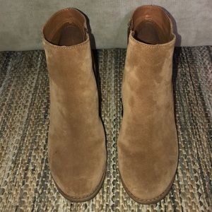 Tan suede wedge booties size 7.5